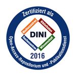 Logo des DINI-Zertifikat 2016 »Open-Access-Repositorien und -Publikationsdienste«