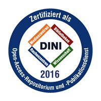 Logo des DINI-Zertifikat 2016 »Open-Access-Repositorien und -Publikationsdienste«