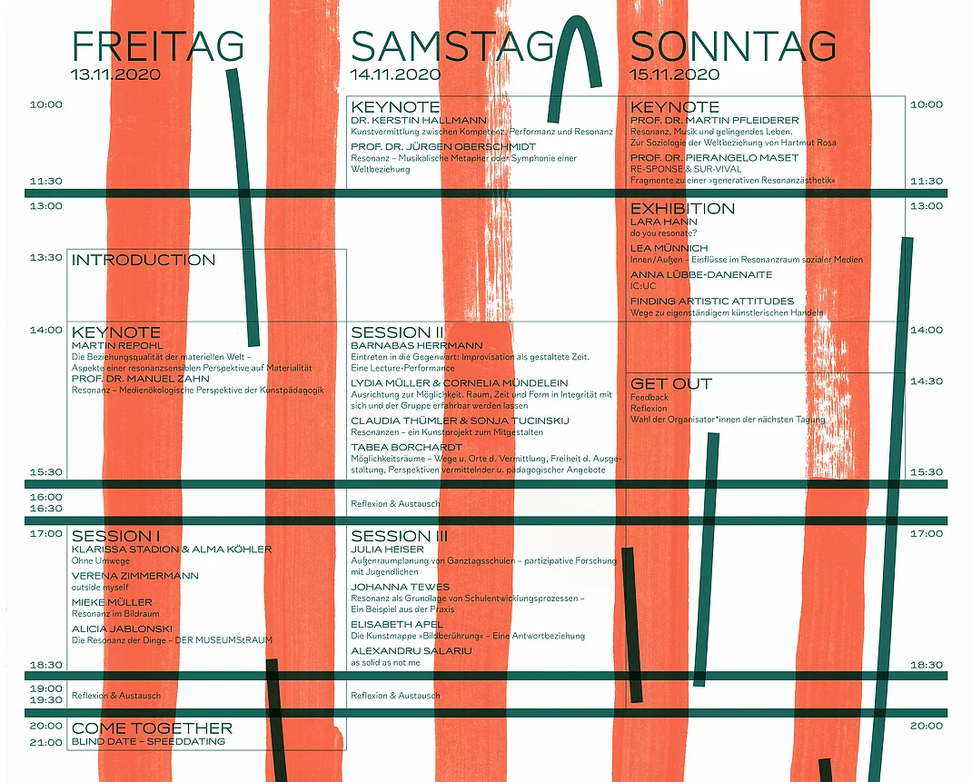 Programmübersicht 9. studentische Tagung zur Kunstvermittlung (Visuelle Gestaltung & Copyright: Gabriel Dörner)