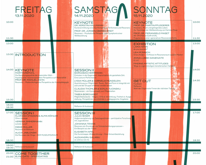 Programmübersicht 9. studentische Tagung zur Kunstvermittlung (Visuelle Gestaltung & Copyright: Gabriel Dörner)