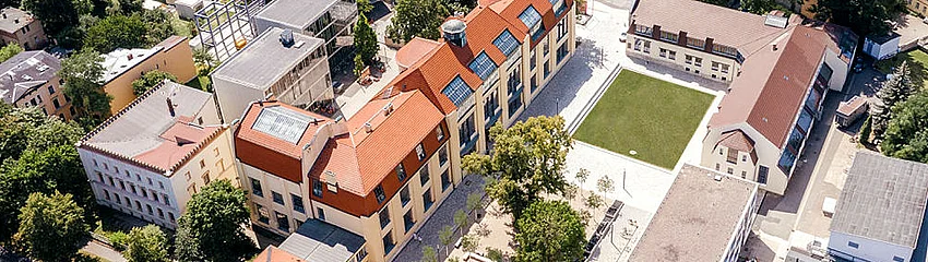 Aerial view of the campus of the Bauhaus-Universität Weimar