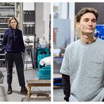 Fotocollage: links Paula Mühlena und rechts Justus HIlfenhaus in der Werkstatt der Mono-Manufaktur