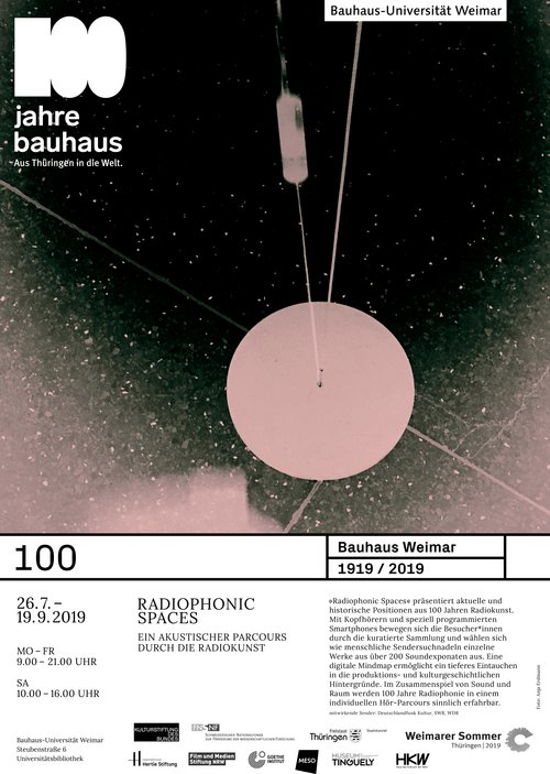 The »Radiophonic Spaces« radio art exhibition will stop off in Weimar from 26 July to 19 September 2019.