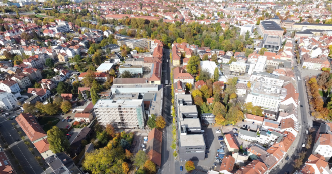 Drohnenaufnahme vom Quartier Coudraystraße