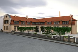 virtuelle Simulation des Jugenstilgartens vorm Kunstschulensemble