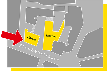 Karte zum Eingang der Limona während der Bauarbeiten