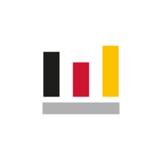 Logo des Statistischen Bundesamtes: ein auf der Seite liegendes großes "E"; die 3 parallelen Striche des Buchstabens haben die Farben schwarz, rot, gold.