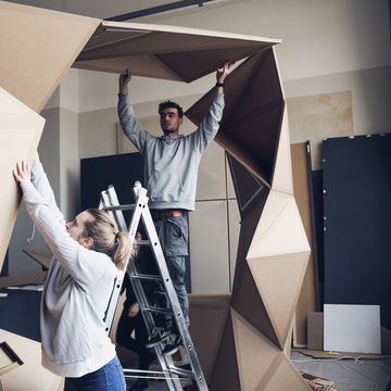 Einen ersten Probeaufbau des Messestands...