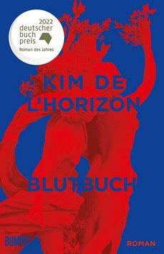 The cover shows a photo (colored in red) of Bernini's marble sculpture of Apollo and Daphne on a blue background. The name of the author and the title of the novel are written in blue letters across the photo.