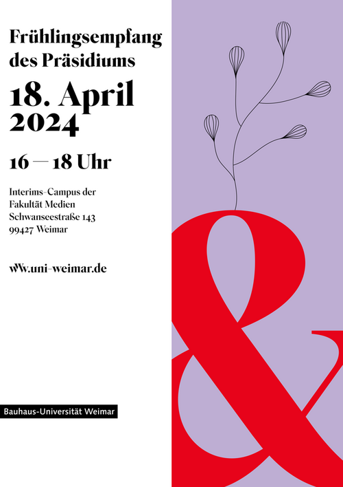 Event poster for the spring reception at the Bauhaus-Universität Weimar