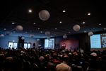 lecture hall, Eva at podium