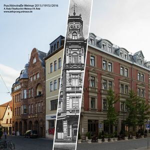Puschkinstraße Weimar, 2011//1915//2016, A. Rutz//Stadtarchiv Weimar // A.Rutz, www.zeitsprunganimaux.de
