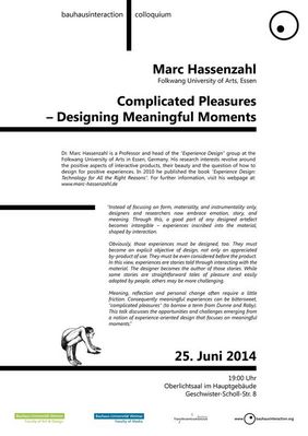 Plakat zur Veranstaltung mit Marc Hassenzahl