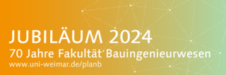 Banner mit Aufschrift: Jubiläum 2024 - 70 Jahre Fakultät Bauingenieurwesen