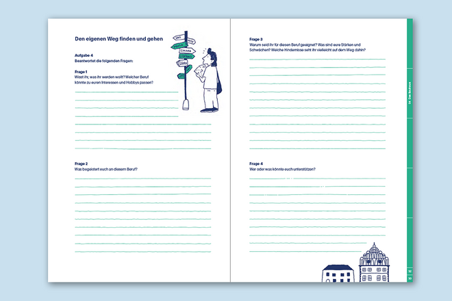 Texte und Aufgaben: Tom Wirkus, Simone Schwark, Layout und Satz: Lena Haubner, Illustrationen: Hannes Naumann Doppelseite des Arbeitsheftes