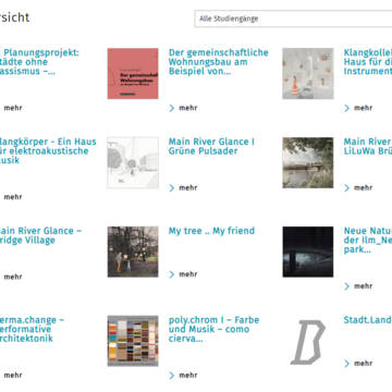 Projektportal der Wintersemesterschau an der Fakultät Architektur und Urbanistik 2021 (Copyright: Bauhaus-Universität Weimar)