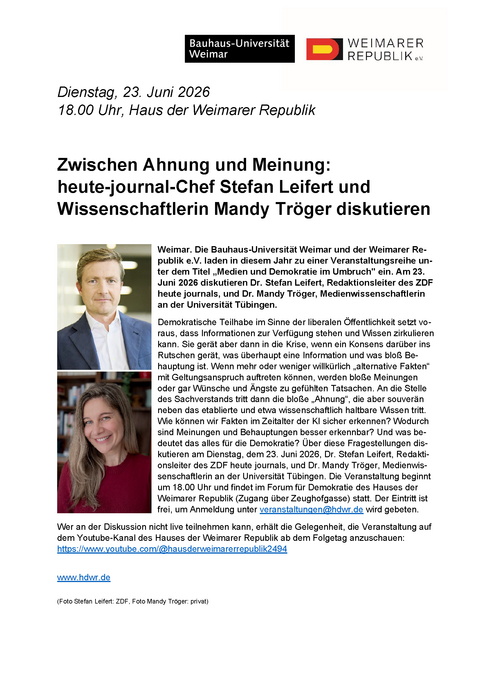 Dienstag, 23. Juni 2026, 18 Uhr: 