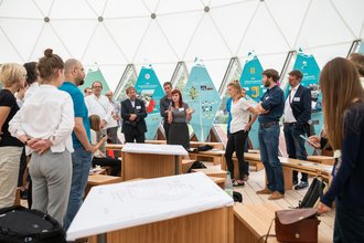 Scientific World Café beim ifex-Kolloquium 2018 im Klimapavillon (Foto: Thomas Müller)