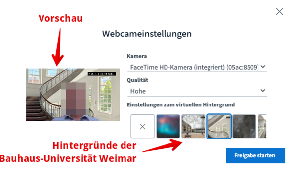 Webcam Hintergrund setzen