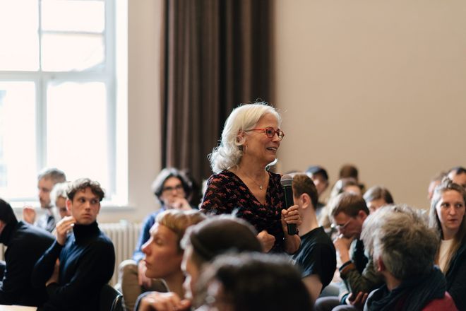 Antrittsvorlesung mit Prof. Jane Bennett im Oberlichtsaal der Bauhaus-Universität Weimar am 24. Mai 2023 (Foto: Bauhaus-Universität Weimar/ Dominique Wollniok)