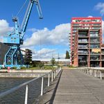 Blick auf „Nieuwe Dokken“ in Gent (Belgien)