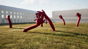 Visuelle Simulation der Hände auf dem Vorplatz des Atrium in Weimar