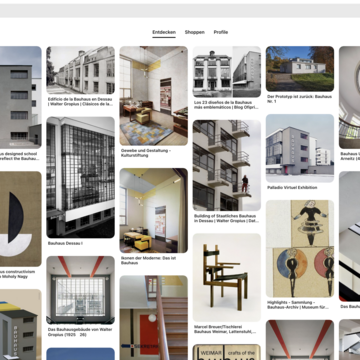 Pinterest-Feed zum Thema Bauhaus Weimar. (Foto: Juliane Seeber)