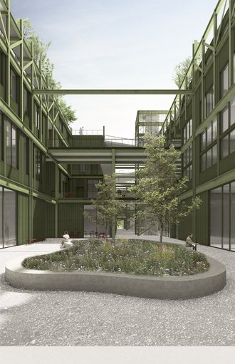 Perspektive Hof und Garten (Entwurfsverfasserin: Jana Katharina Bolten)