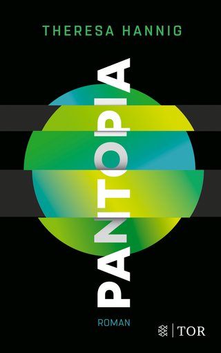 Book cover with green-blue circle interrupted by the white lettering Pantopia against a black background
