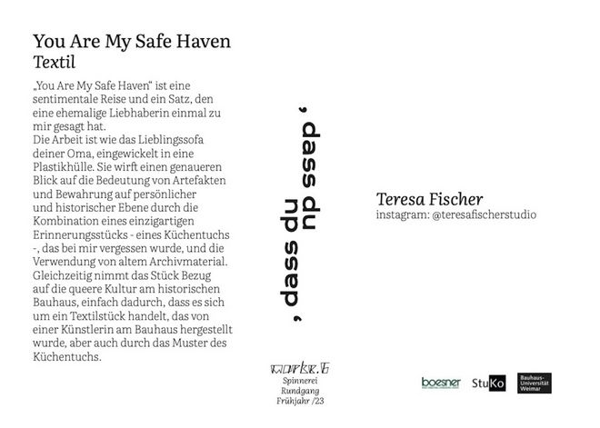 Flyer zur Arbeit von Teresa Fischer (Rückseite)