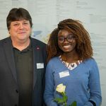 Rosemary Adejoh, Preisträgerin des DAAD-Preises 2018 an der Bauhaus-Universität Weimar, und Dr. Andreas Jakoby. 