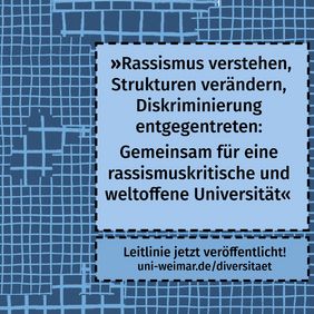 Raster mit aufgrbrochenen Strukturen, in Textfeldern Titel der Leitlinie und Link