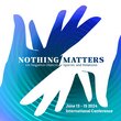 Das Plakat zur Tagung »Nothing Matters. On Negative Objects, Spaces, and Relations« zeigt zwei Hände, eine davon weiß und die andere mit dem Hintergrund symbolisch verschwindend. Das Plakat hat einen Farbverlauf von Blau über Türkis zu Lila.