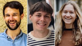 Johannes Schleiss, Ludwig Lorenz und Alina Dieminger sind das Team um »PartiDeck« (Fotos: Lea Bachus, Hochschulforum Digitalisierung)