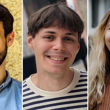 Johannes Schleiss, Ludwig Lorenz and Alina Dieminger make up the »PartiDeck« team (photos: Lea Bachus, Hochschulforum Digitalisierung [German Forum for Higher Education in the Digital Age])