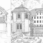 Gartenpavillon Scherfgasse2 für ein Leporello des Freundeskreises, der den Wiederaufbau unterstützte