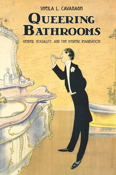 Das Buchcover zeigt neben dem Titel und dem Namen der Autorin die Illustration eines Mannes im Smoking, der vor einem Waschtisch steht und sich den Schnurrbart zurechtzwirbelt.
