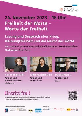 Plakat zur Lesung »Freiheit der Worte – Worte der Freiheit«