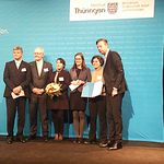 Das Sieger-Team »PURAPUR - Die Hybridwindel« von der Bauhaus-Universität Weimar beim Gründerpreis 2013.