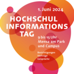 orange rotes Plakat zum hochschul-informationstag an der Bauhaus-Universität Weimar am 1. Juni 2024