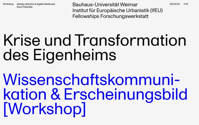 Auszug aus Folien der Präsentation Wissenschaftskommunikation & Erscheinungsbild [Workshop] von Enno Pötschke.