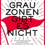 Cover des Buchs "Grauzonen gibt es nicht" - Schwarze Schrift über roter Flagge auf weißem Untergrund.