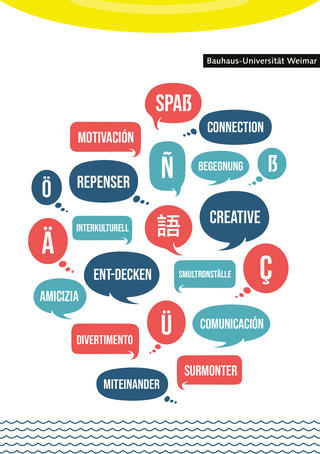 Sprachenzentrum-Postkarte (mehrsprachige Sprechblasen)