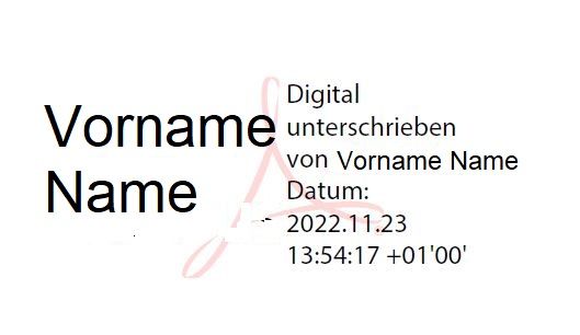 Screenshot der Signatur im Dokument