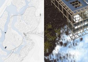 Wetland Pavillon Laboratory, Lageplan und Modellfotos; Julia Janiel, Bachelor-Thesis Wetland Pavillon Laboratory, Lageplan und Modellfotos; Julia Janiel, Bachelor-Thesis