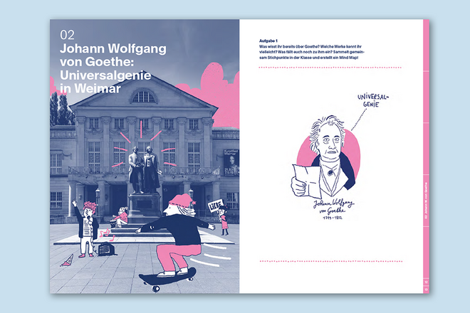 Texte und Aufgaben: Tom Wirkus, Simone Schwark, Layout und Satz: Lena Haubner, Illustrationen: Hannes Naumann Doppelseite des Arbeitsheftes