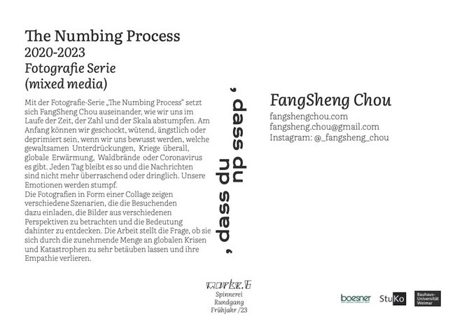 Flyer about the work of FangSheng Chou (back)