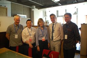 Die Delegation am CAUP. v.l.n.r.: Prof. Dr. Jens Geelhaar, Zhenyu Li, Dekan des CAUP, Prof. Dr. Jutta Emes, Dr. Christian Kästner, Philippe Schmidt; Foto: Wei Li