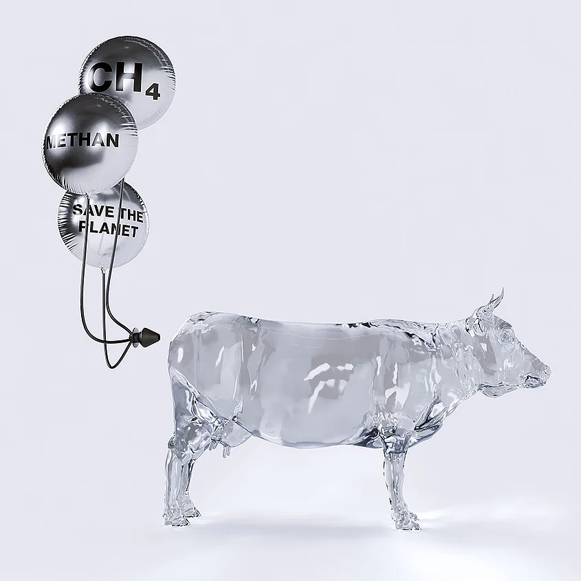 Kuh mit Methan-Plug