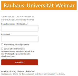 Screenshot of Bauhaus Cloud login page with fields for user name and password.